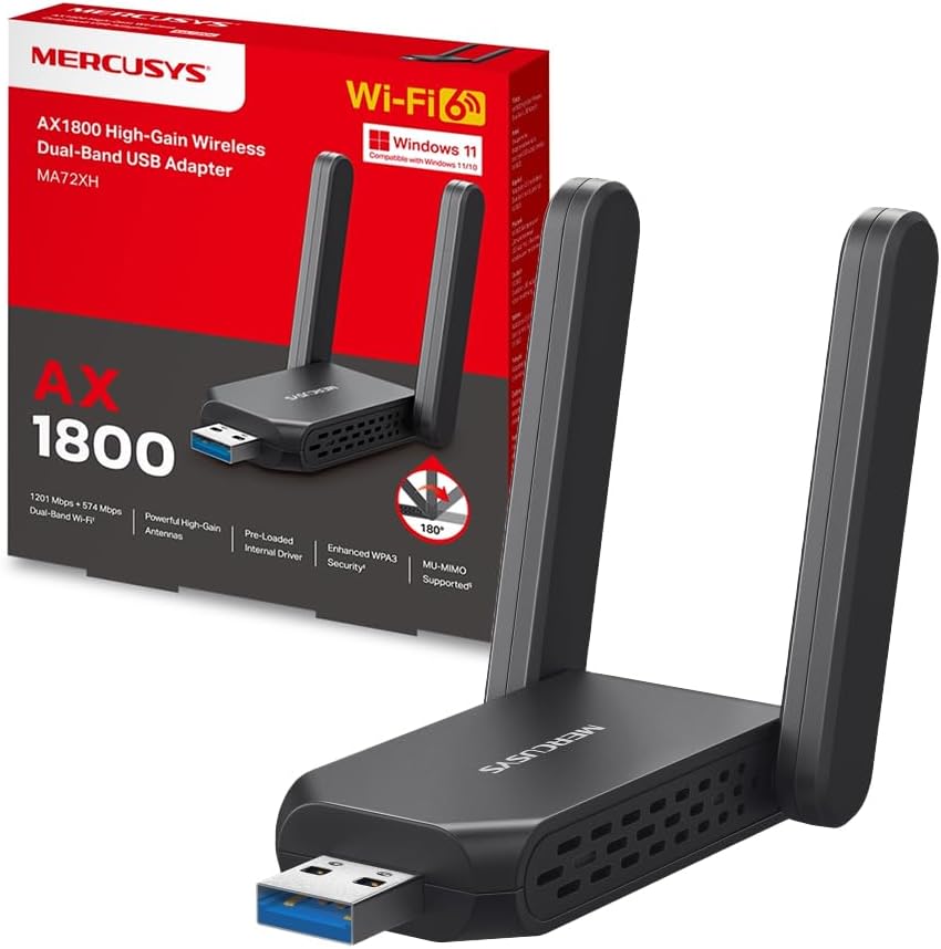 MERCUSYS-TP-LINK-MA72XH-WIFI-USB-AX1800MBPS,-CHIAVETTA-WIFI-PER-PC-FISSO,-2-ANTENNE-AD-ALTO-GUADAGNO,-DUAL-BAND-5GHZ/1201MBPS-+-2.4GHZ/574MBPS,-USB-3.0,-MU-MIMO,-WPA3,-SUPPORTA-WINDOWS-10/11